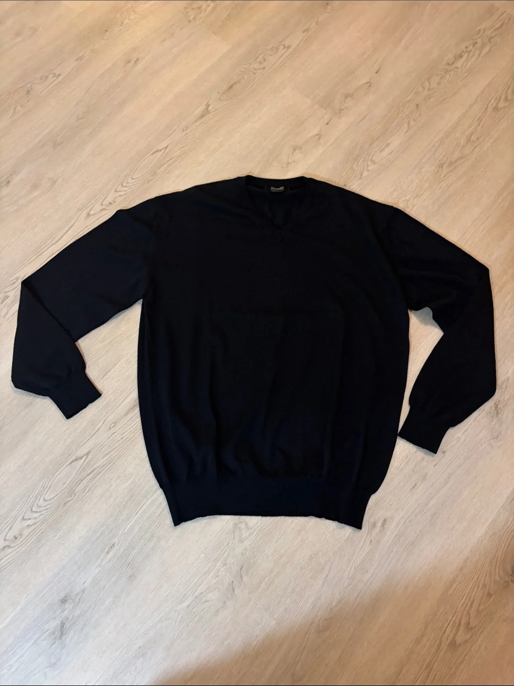 Mens XXL BLACK GIORGIOLINI made in Italy sweater 100% FINE merino WOOL NO flaws